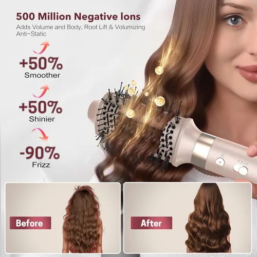 Vista 4 de StyleVibe Air Styler, cepillo para secador de pelo y secador de pelo con estuche de viaje, rizos de envoltura automática (L/R), secado rápido