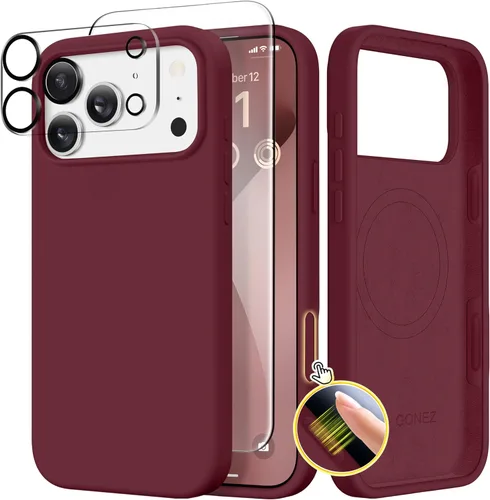 Vista 1086 de GONEZ Funda magnética para iPhone 14, compatible con Magsafe, con protector de pantalla + protector de cámara, forro de microfibra antiarañazos