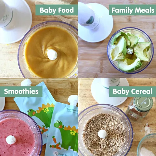 Vista 5 de Sage Spoonfuls Máquina de alimentos para bebés, procesador y licuadora de inmersión con accesorios de acero inoxidable aptos para lavavajillas