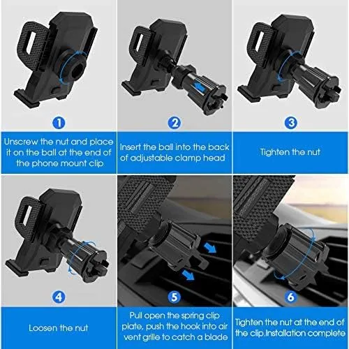 Vista 8 de Miracase Soporte para teléfono con ventilación de aire para automóvil con clip de gancho de metal, soporte universal para teléfono celular