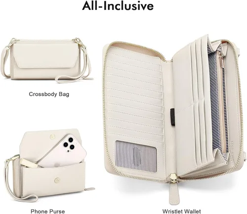 Vista 3 de nuoku Carteras para mujeres con ranuras para tarjetas de crédito con bloqueo RFID de gran capacidad