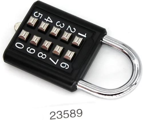 Vista 7 de MIONI - Candado combinado de botón de 10 posiciones, mecanismo de bloqueo de 5 posiciones, (1 negro)