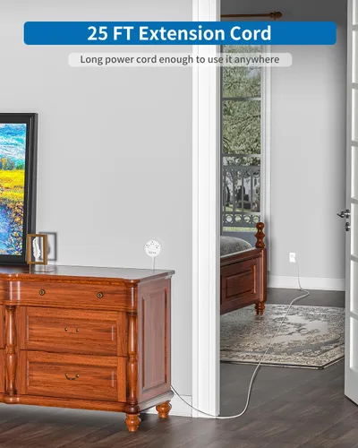 Vista 2 de NTONPOWER - Cable de extensión de 25 pies, enchufe plano con 4 puertos USB (2 USB C), montado, cable de extensión de 25 pies de largo con múltiples