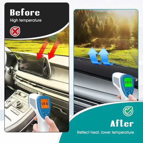 Vista 401 de FIILINES - Cubierta para tablero, accesorio para tablero de malla antideslizante, parasol sin reflejos y protector compatible con Toyota Tundra