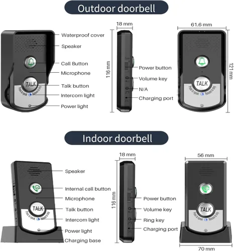 Vista 8 de Intercomunicador inalámbrico de 2 vías, intercomunicador de alcance súper largo de 3,280.8 ft, sistema de intercomunicación inalámbrico impermeable