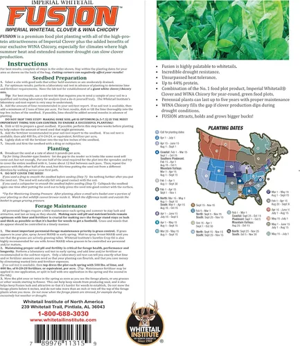 Vista 3 de Whitetail Institute FUSION - Semilla de parcela de comida para ciervos, 9.25 libras (1.5 acres) y semillas de parcela de trébol imperial