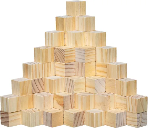 Vista 10 de Ninekong - Paquete de 30 bloques de madera sin terminar, cubos de pino