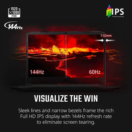 Vista 6 de Acer Nitro 5, Intel Core i5-10300H, NVIDIA GeForce RTX 3050, pantalla Full HD IPS de 144 Hz de 15.6 pulgadas, Killer Ethernet E2600, WiFi 6, DTS X