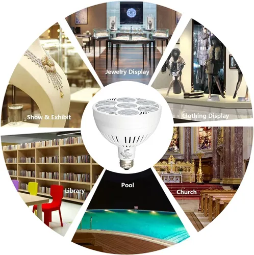 Vista 4 de Bombilla LED HIPO PAR38 alta iluminación blanca fría del lumen 6500K 45°