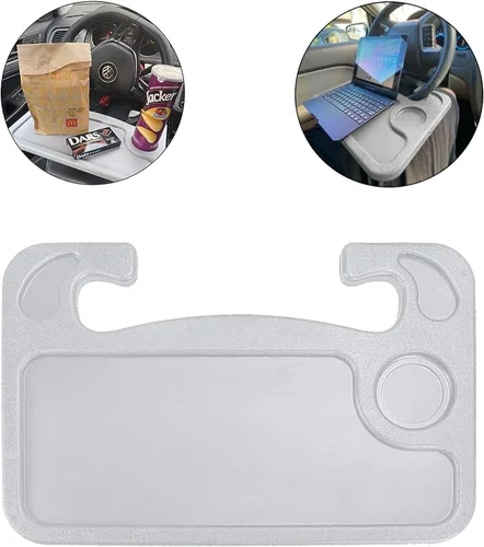 Vista 6 de JUSTTOP Escritorio para volante de automóvil, accesorios de viaje para automóvil, bandejas de soporte de automóvil para comer, mesa multiusos