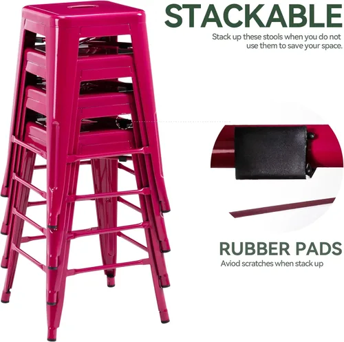 Vista 42 de Taburete Vogue Furniture Direct de 24 pulgadas, taburete de metal sin respaldo, taburete alto para encimera de interior o exterior con asiento