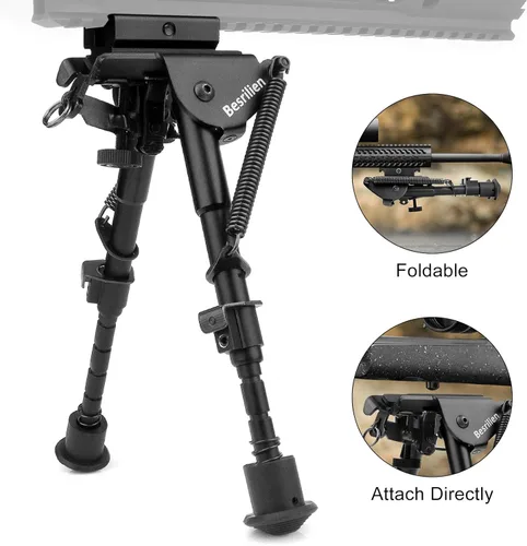 Vista 5 de Besrilien Bípode de rifle con adaptador Picatinny para rifles de 6 a 9 pulgadas