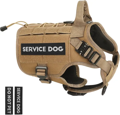 Vista 11 de PETNANNY - Chaleco táctico para perro de servicio - Arnés de apoyo emocional sin tirones con parches de gancho y bucle y sistema Molle para Negro