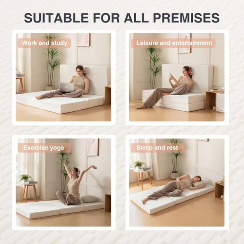 Vista 5 de Dyonery Colchón plegable, de espuma viscoelástica triple portátil de 4 pulgadas, certificado CertiPUR-US, tamaño individual, con funda lavable, cama