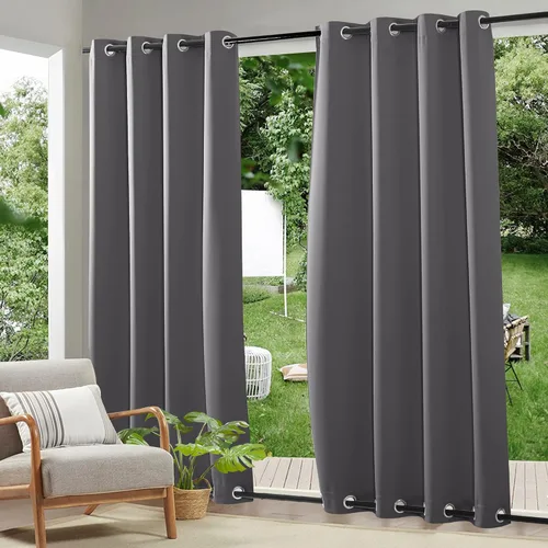 Vista 30 de RYB HOME Cortinas resistentes al viento para exteriores, cortinas opacas impermeables con aislamiento térmico para patio, porche, glorieta, pérgola