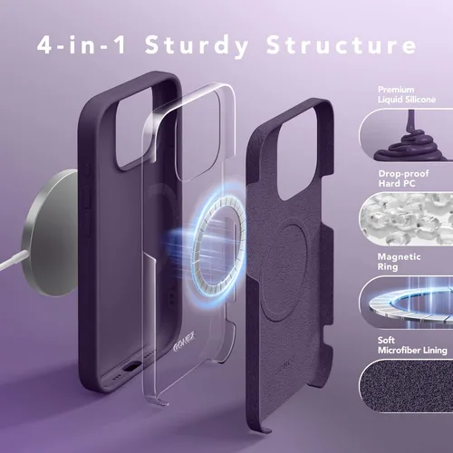 Vista 117 de GONEZ Funda magnética para iPhone 14, compatible con Magsafe, con protector de pantalla + protector de cámara, forro de microfibra antiarañazos