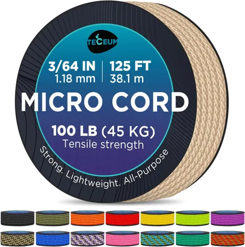 Vista 24 de TECEUM Micro Paracord – 1.18 mm X 38 m – Cordón de Utilidad Micro – Cuerda de Paracord Trenzada Fina – Ideal para Manualidades, Proyectos DIY