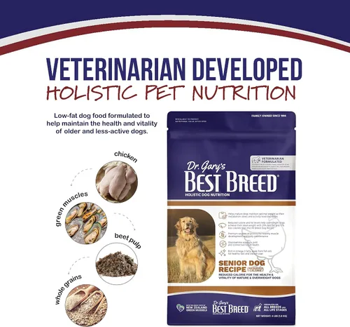 Vista 3 de Best Breed Dr. Gary's Senior Dog Diet (Reduced Calorie) Made in USA [Natural Dry Dog Food] - 28lbs., Dark Brown, Medium