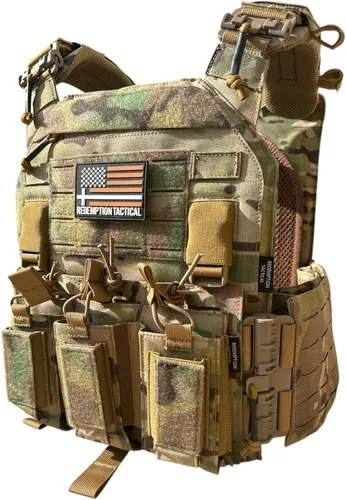 Vista 14 de Redemption Crusader 2.0 Chaleco Molle con Hebilla de Liberación Rápida para Airsoft con Lados de Tamaño Ajustable y Triple Bolsillo