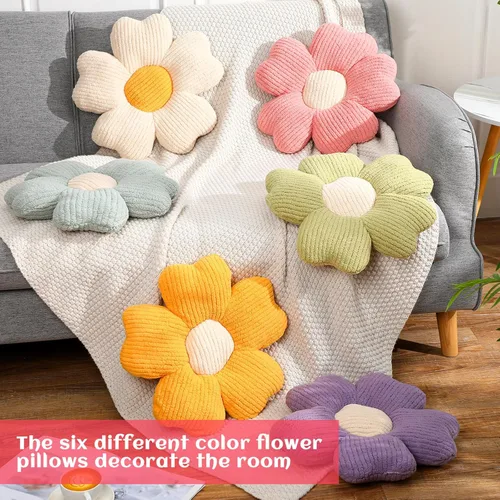 Vista 4 de Drydiet 6 Piezas Almohadas con Forma de Flor Margaritas Almohadas de Piso Cojines de Asiento con Forma de Flor de 15 Pulgadas para Leer Sofá Sillón
