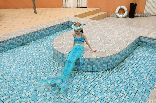 Vista 6 de DNFUN Traje de sirena para niñas con monoaleta