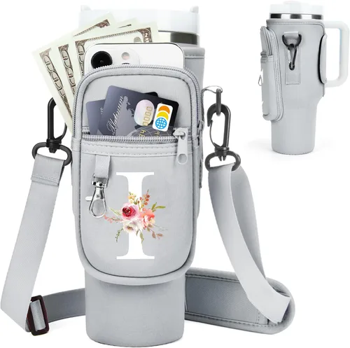 Vista 101 de Initial Water Bottle Holder with Strap for Stanley Cup Accessories 40 oz Tumbler/Simple Modern Tumbler Bag, Water Bottle Carrier Bag with Strap for