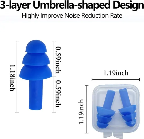 Vista 5 de Tapones de silicona para los oídos para dormir, 12 pares de tapones reutilizables para los oídos con reducción de ruido, tapones suaves e