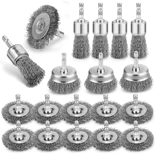Vista 7 de 10Pcs Cepillo de Alambre Profesional para Taladro, Cepillo de Copa de Alambre de Acero al Carbono para Taladro, Cepillo de Alambre para Taladro