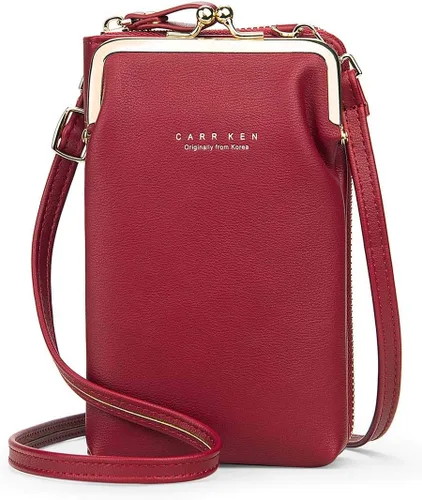 Vista 13 de Bolsa cruzada de piel para teléfono celular, con ranuras para tarjetas con protección de interferencia de radiofrecuencia (RFID), de cuero