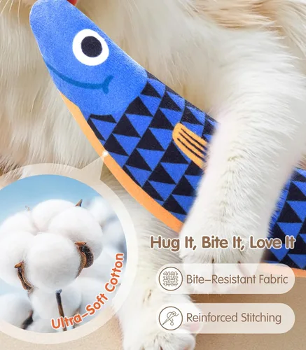 Vista 5 de Juguetes interactivos para gatos con [5000mg Premium A+ de hierba gatera y Silvervine] [Grado bebé], suaves juguetes para morder y patear para gatos