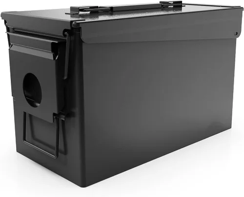 Vista 18 de PATRON Caja de almacenamiento de metal para municiones de 30 y 50 cali, para escopeta, rifle bala, municiones impermeable (negro o verde)