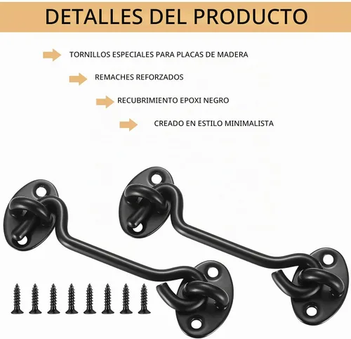 Vista 4 de 4 ganchos de puerta de 4 pulgadas para soporte de ventana, pestillo de puerta, pestillo de puerta de granero, pestillo de gancho de puerta, gancho