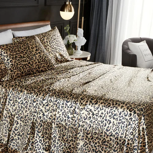 Vista 39 de HENGWEI - Juego de sábanas de satén, tamaño Cal King, 4 piezas sedosas con bolsillo profundo, juego de ropa de cama suave de lujo, transpirable