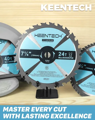 Vista 7 de KEENTECH - Juego de 10 hojas de sierra circular de 18,4 cm, 24 dientes, para marcos, con punta de carburo de tungsteno, rectificado ATAF, vástago