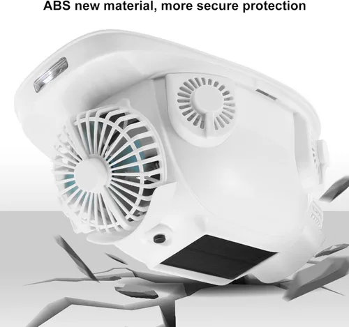 Vista 6 de Casco duro para construcción, casco de seguridad de ventilador solar, casco de trabajo de enfriamiento rápido con 6 ventiladores solares y luz