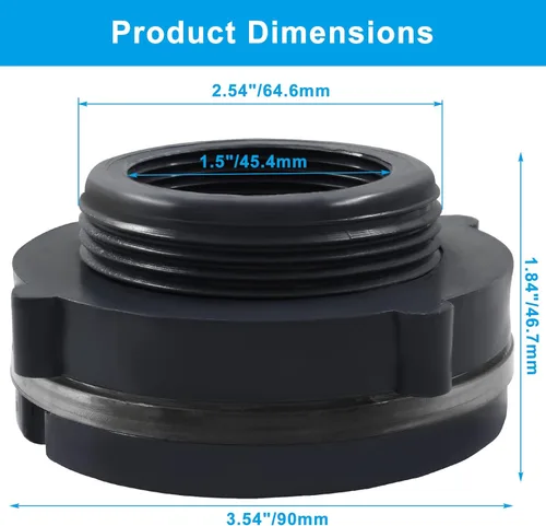 Vista 2 de 1 paquete de 1-1/2 pulgadas, conector de PVC para mamparo, adaptador de conector de tanque de mamparo para barriles de lluvia, tanque de agua