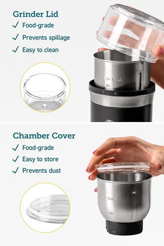 Vista 4 de COSORI Molinillo eléctrico de café expreso, cuchillas de acero inoxidable de grado alimenticio, 12 tazas, color negro