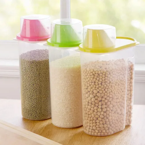 Vista 2 de Luxshiny Recipientes para alimentos Té Café Azúcar Recipiente para aperitivos Recipientes de cereales Barril de arroz Contenedor transparente de té