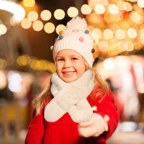 Vista 5 de Bufanda de forro polar de invierno para niños, bufanda ajustable para niños, bufanda calentador de cuello para niños, 3 piezas