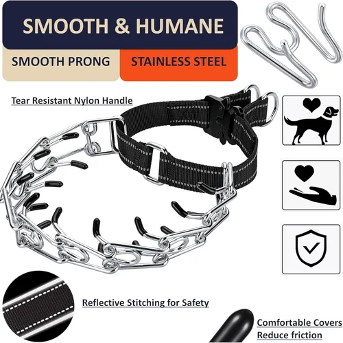 Vista 3 de DEYACE Collar de entrenamiento para perros con hebilla de liberación rápida, collar de acero inoxidable ajustable para perros pequeños, medianos