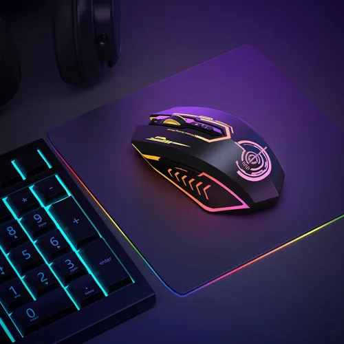 Vista 8 de Wireless USB Gaming Mouse, recargables uhuru 5 botones 7 Changeable LED Color ergonómico programable MMO RPG para PC computadora Portátil gaming