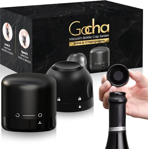 Vista 10 de GOCHA - Conservador de vino integrado al vacío, protector universal de champán y vino, parte superior giratoria de silicona de 1.5 pulgadas
