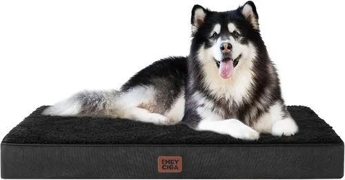 Vista 19 de EHEYCIGA Camas ortopédicas XXL para perros jumbo con funda extraíble lavable para jaula, gris, 47 x 29 pulgadas