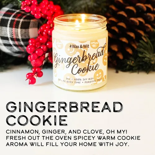 Vista 3 de Velas de Navidad perfumadas, galleta de jengibre, velas perfumadas de Navidad, invierno, vacaciones, velas de Navidad, velas perfumadas