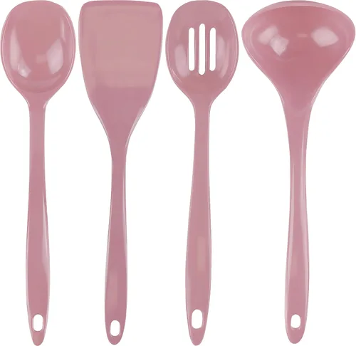 Vista 16 de Reston Lloyd Juego de utensilios de cocina 100% melamina, cucharón antiarañazos, cuchara, cuchara ranurada y espátula, fácil de sostener, juego