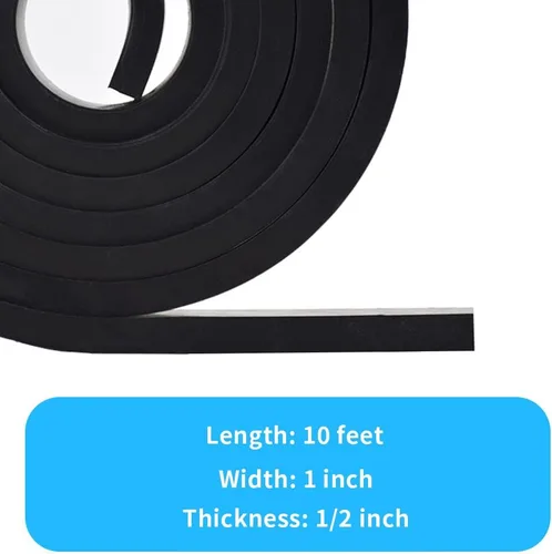 Vista 2 de DEVNOL Tira de goma de 1/2 (.500 pulgadas) de grosor x 1 pulgada de ancho x 10 pies de largo, grado 65A para junta, protección de superficie, sellado