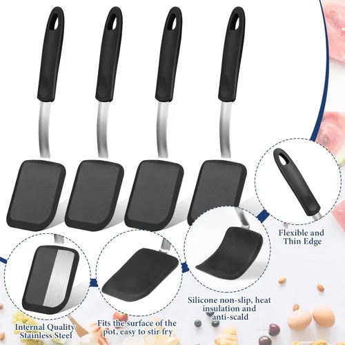 Vista 3 de Gejoy 4 espátulas de silicona para galletas, mini espátulas de brownie, espátulas de silicona flexibles, antiadherentes, resistentes al calor, sin