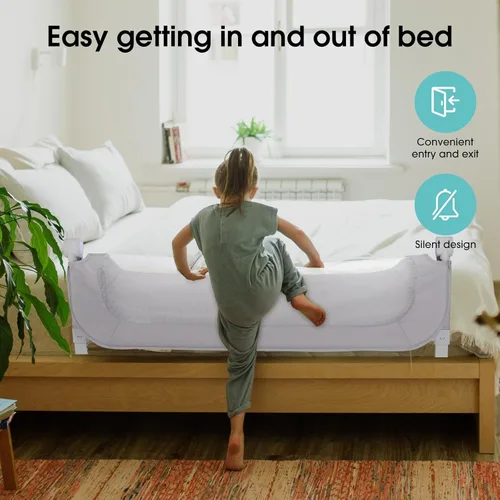 Vista 2 de Barandilla protectora para cama de bebé para niños pequeños – Rieles de cama de 47 pulgadas para cuna, individual, matrimonial, tamaño Queen, cama