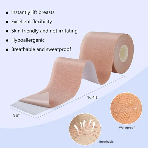 Vista 2 de URTAPE Cinta de levantamiento de senos, cinta de levantamiento de senos para senos grandes, cintas anchas para copa A-G con 2 cubiertas de silicona