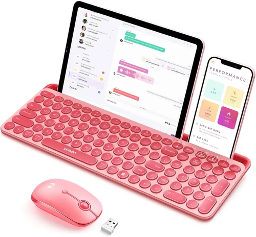Vista 10 de seenda Teclado y mouse Bluetooth para iPad, CTU-301 conexión inalámbrica multidispositivo Bluetooth+teclado 2.4G Combo con soporte para tableta